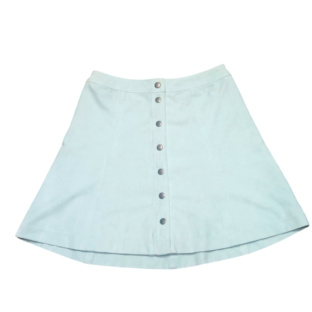NWT Abercrombie & Fitch Blue "Suede" Mini A-Line Button Skirt Women's Sz 2